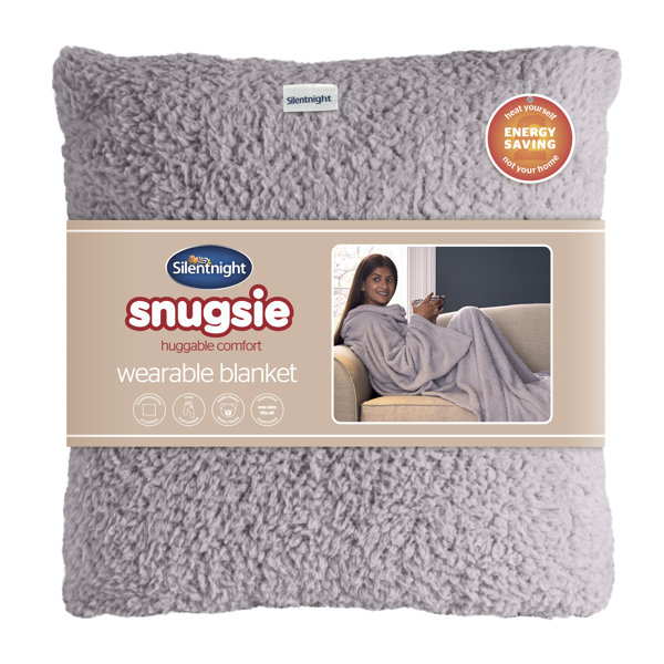 Silentnight Snugsie Wearable Blanket with Foot Pocket Teddy Fleece Throw and Cushion